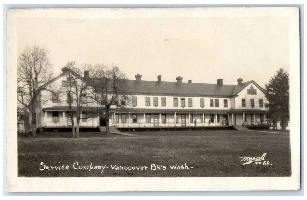 c1918 Service Company View Marcell Vancouver Barracks WA RPPC Photo Postcard