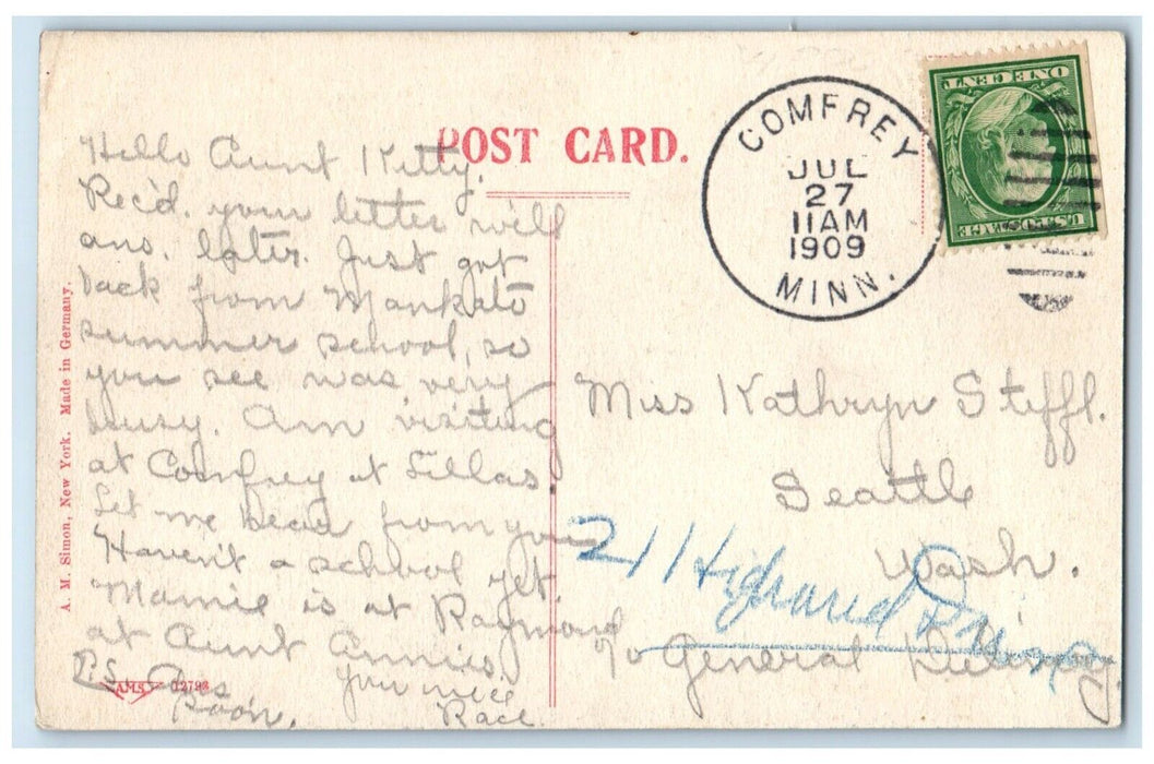 1909 Moonlight Sleepy Eye Lake Night Scene Moon Sleepy Eye Minnesota MN Postcard