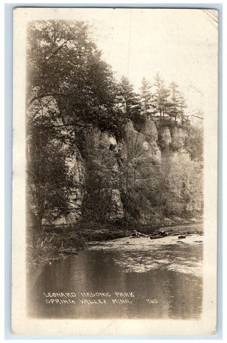 1921 Leonard Masonic Park Cliff View Spring Valley MN RPPC Photo Postcard