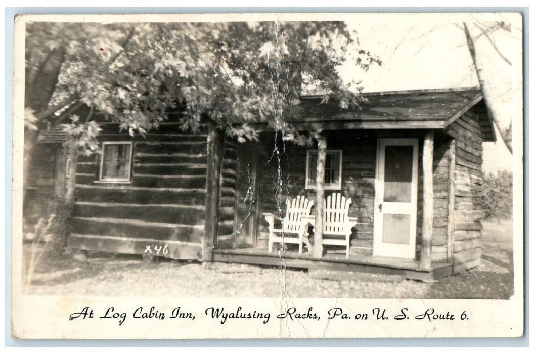 1950 Log Cabin Inn US Route 6 Wyalusing Rock Pennsylvania PA RPPC Photo Postcard