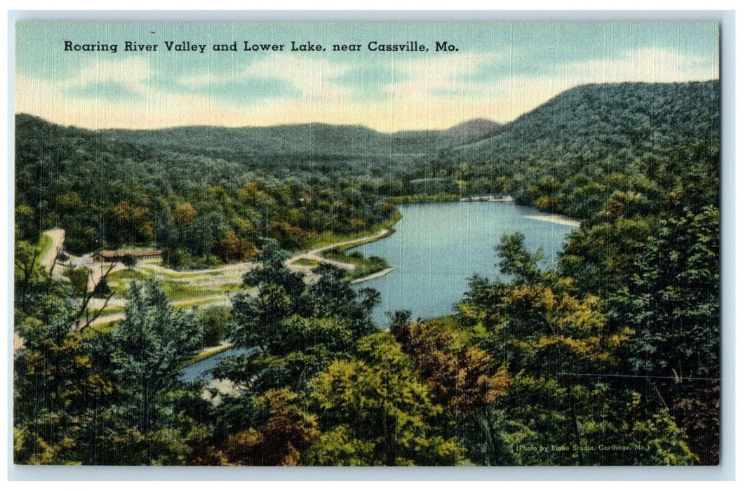 c1940 Roaring River Valley Lower Lake Trees Cassville Missouri  Vintage Postcard