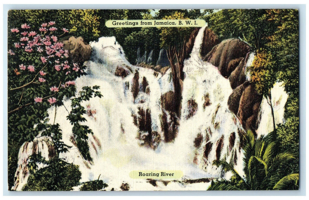 1953 Roaring River Greetings from Jamaica B.W.I. Vintage Posted Postcard