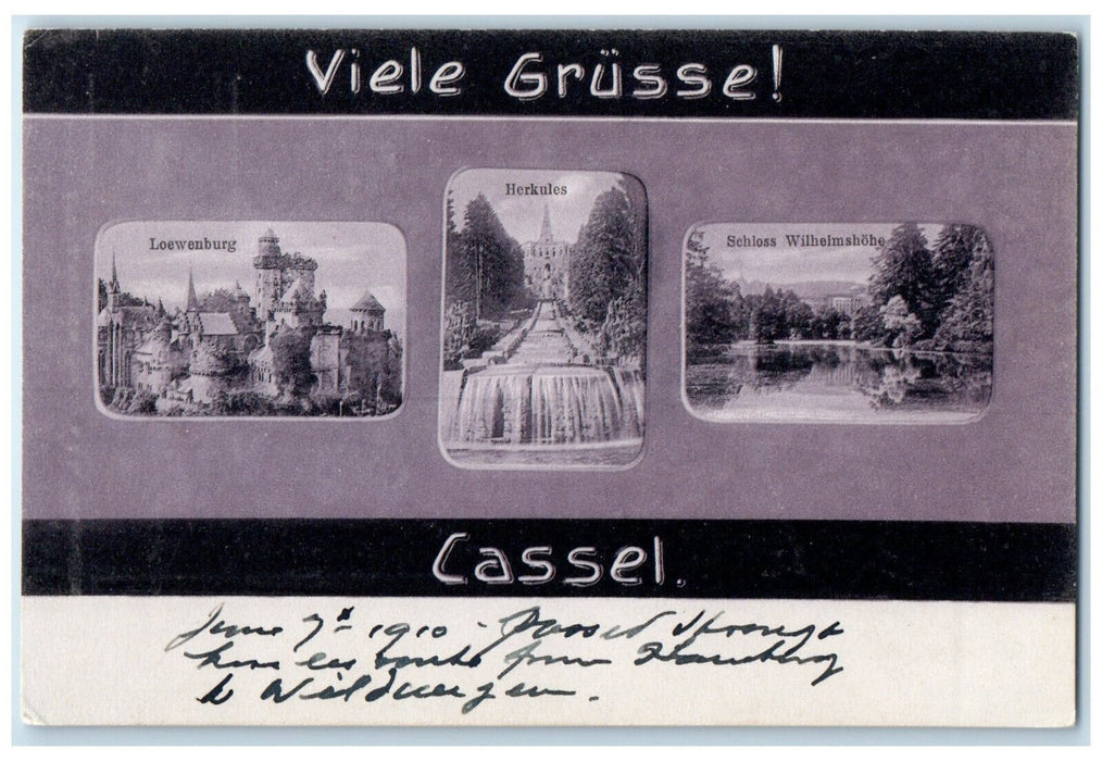 c1910 Best Regards! Kassel Germany Multiview Posted Antique Postcard