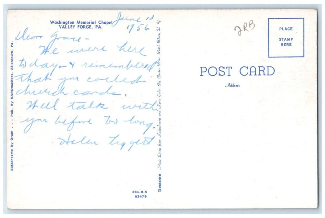 1960 Exterior View Washington Memorial Chapel Valley Forge Pennsylvania Postcard