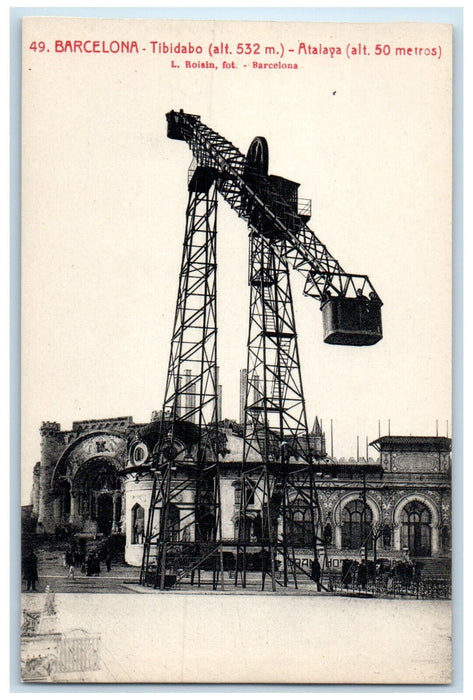 c1910 Tibidabo Watchtower Barcelona Spain Antique Unposted Postcard
