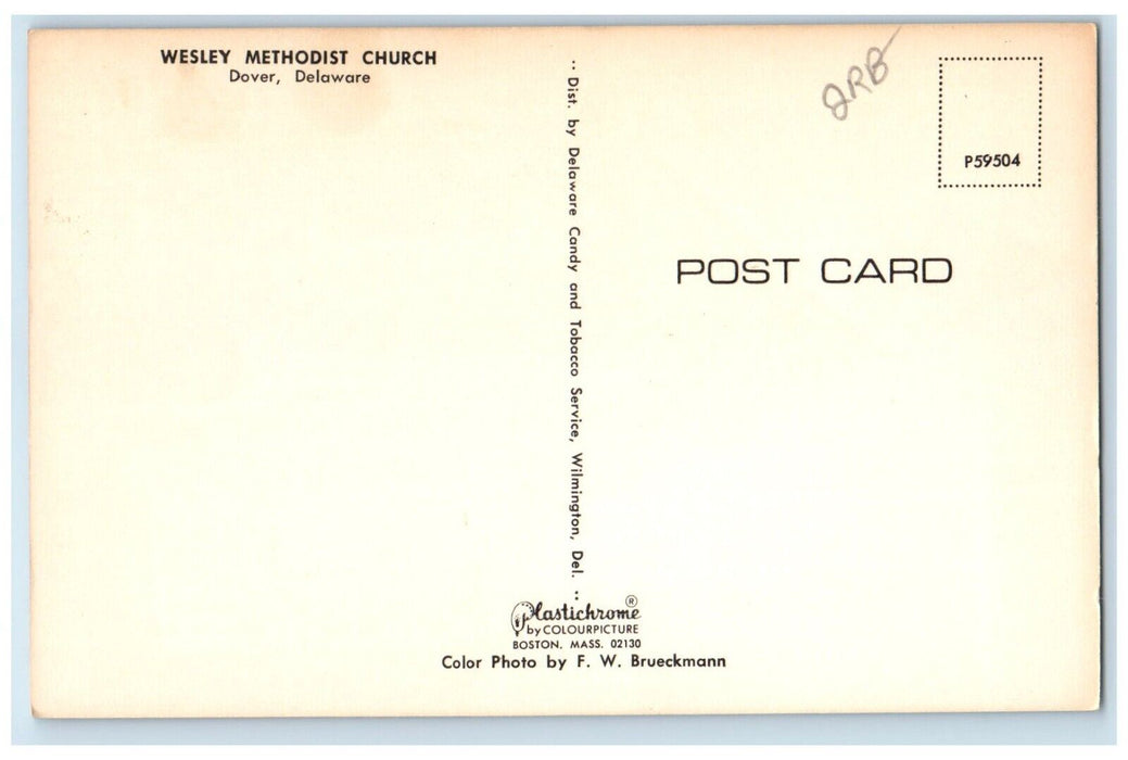c1960 Exterior Wesley Methodist Church Building Dover Delaware Unposted Postcard