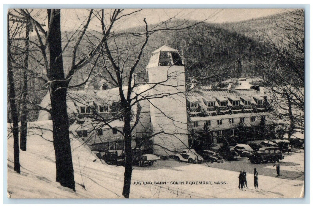 c1940 Jug End Barn South Exterior Building Snow Egremont Massachusetts Postcard