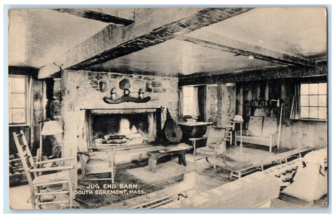 1946 Jug End Barn South Interior Egremont Massachusetts Vintage Antique Postcard