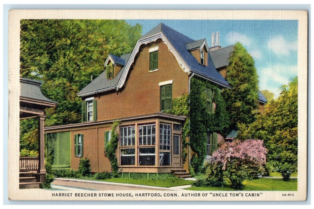 1937 Harriet Beecher Stowe House Uncle Toms Cabin Hartford Connecticut Postcard