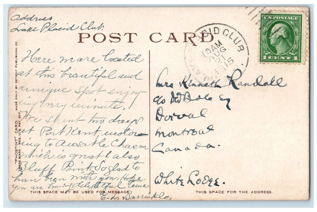 1915 Lake Placid Club Lakeside Club House Boat Houses Adirondacks NY Postcard