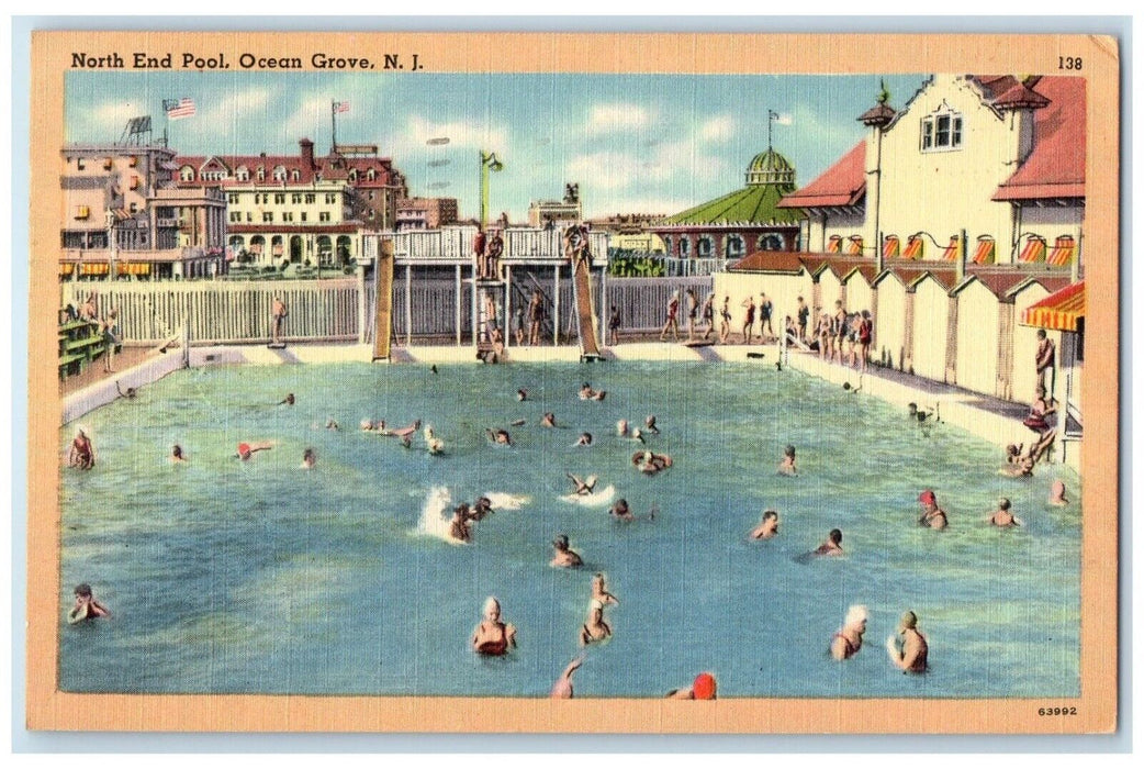 1949 North End Pool Exterior Building Ocean Grove New Jersey NJ Vintage Postcard
