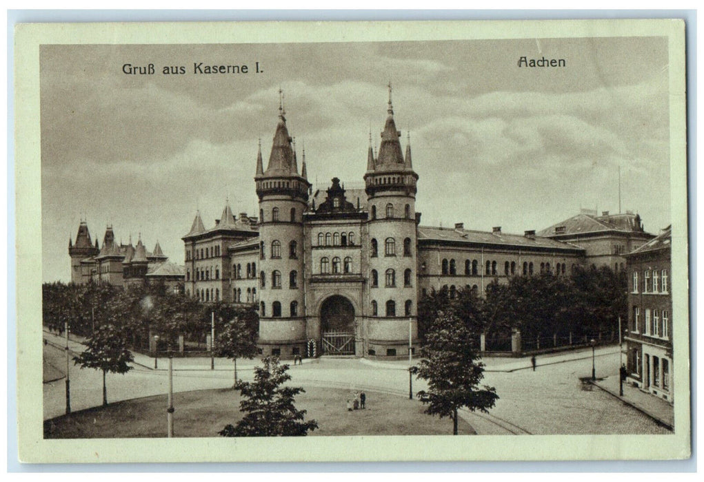 c1920's Castle Entrance Greetings From Kaserne I Aachen Germany Postcard