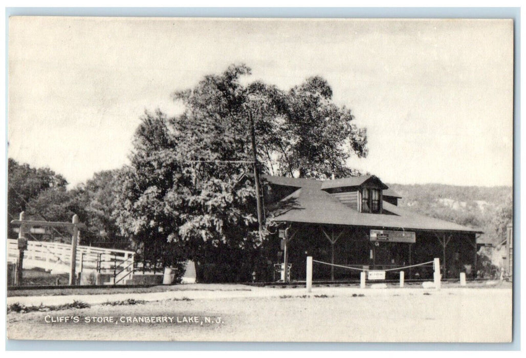 c1940 Cliff's Store Exterior Cranberry Lake New Jersey Vintage Antique Postcard