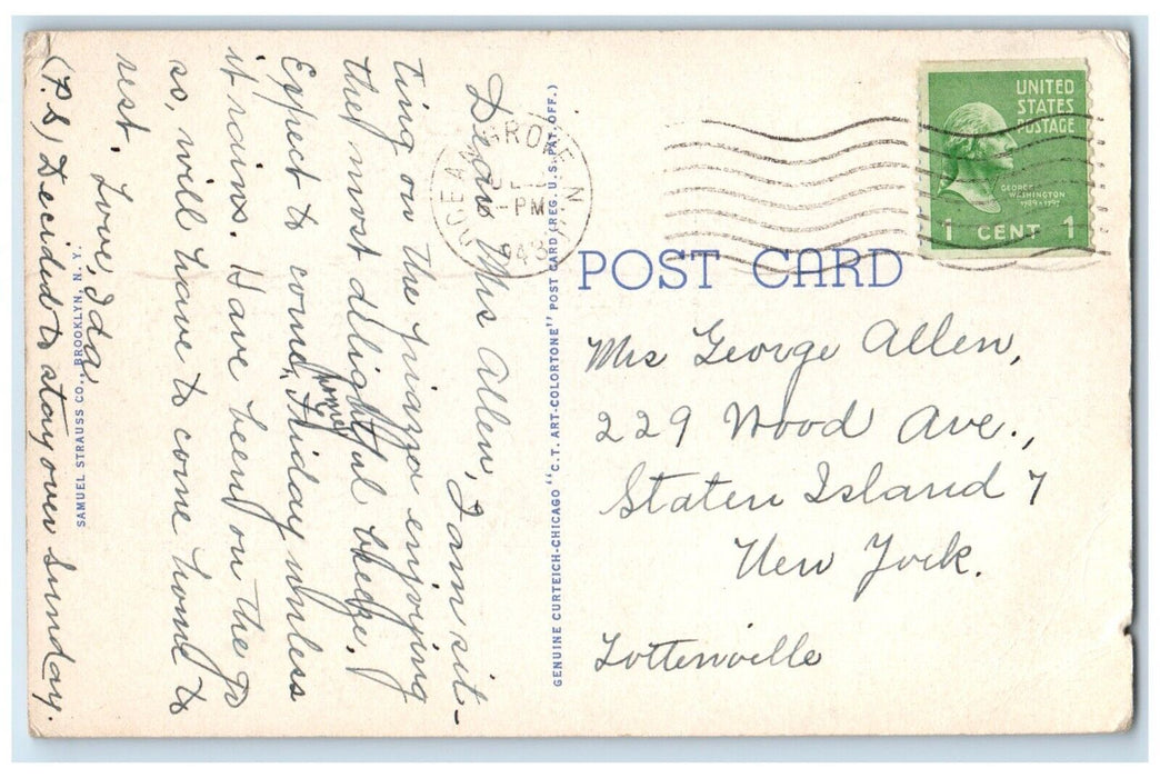 1943 Convention Hall 7th Avenue Pavilion Asbury Park New Jersey Vintage Postcard