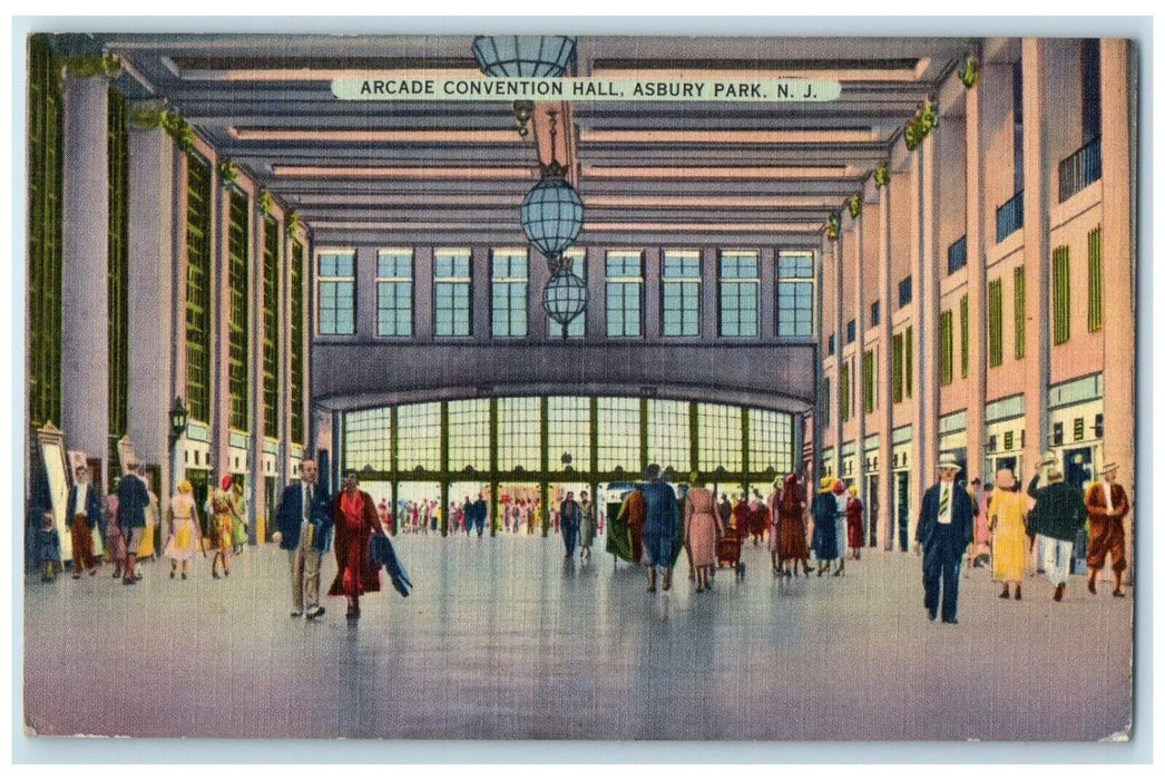 1940 Arcade Convention Hall Interior Building Asbury Park New Jersey NJ Postcard