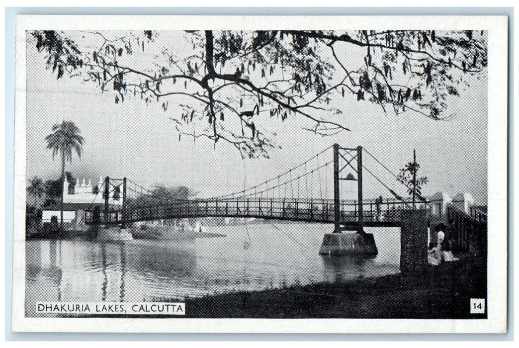 c1940's Bridge View Dhakuria Lakes Calcutta India Unposted Vintage Postcard