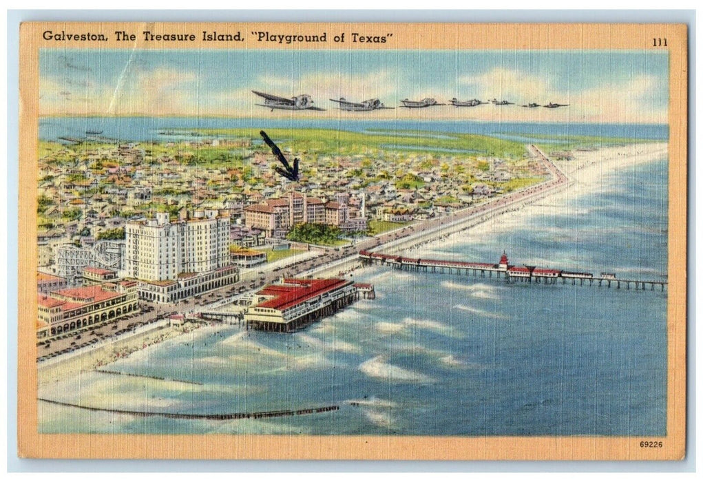 1947 Galveston Exterior Building Beach Treasure Island Playground Texas Postcard