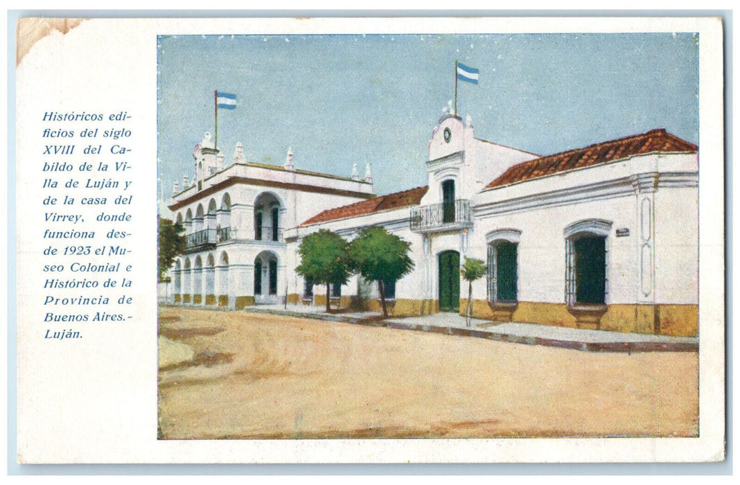 c1940's 18th Century Buildings on the Town Hall of Lujan Argentina Postcard