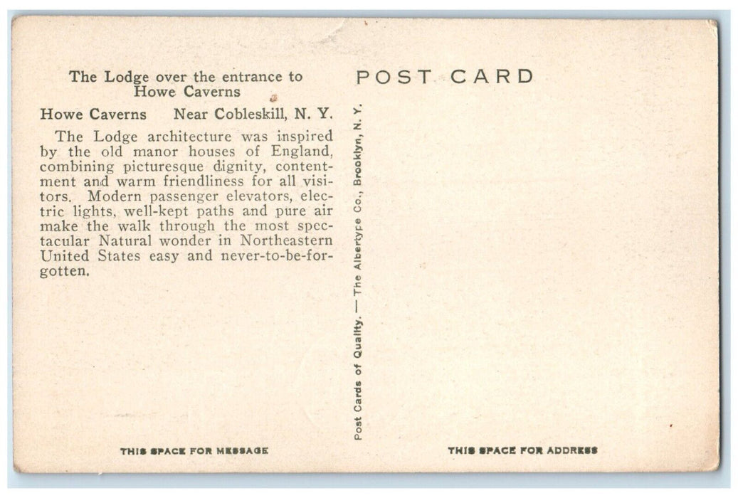 c1940 Lodge Over Entrance Howe Cavern Cobleskill New York NY Vintage Postcard