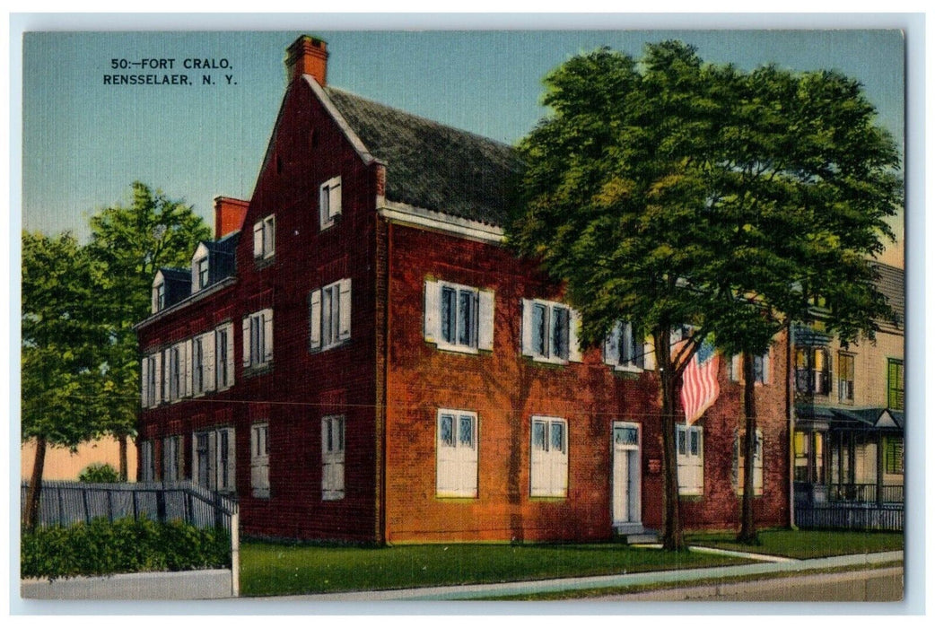 c1940 Fort Cralo Exterior Building Rensselaer New York Vintage Antique Postcard