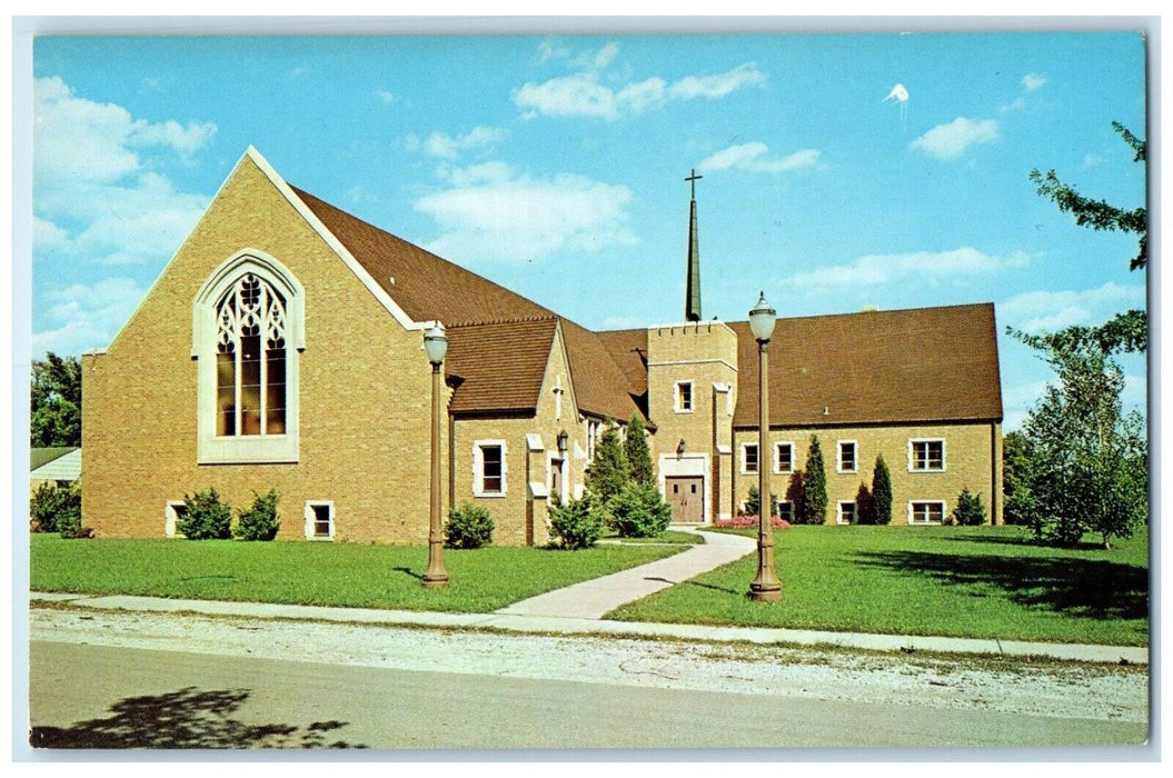 1960 Roadside View Augustana Lutheran Church Building Hobart Indiana IN Postcard