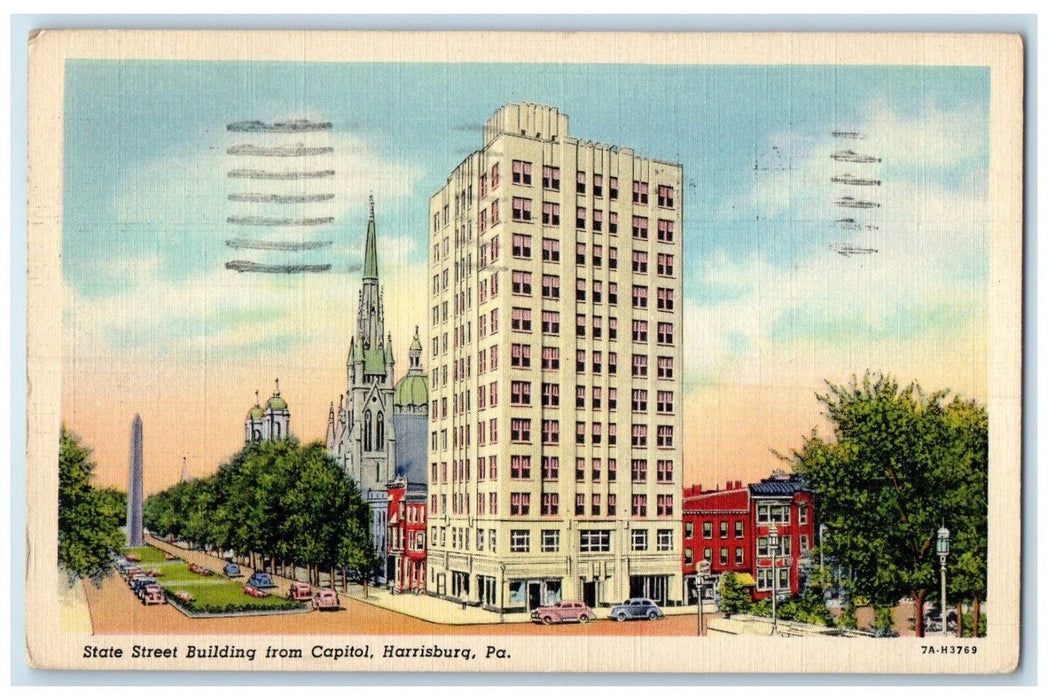 1939 Aerial View State Street Building Capitol Harrisburg Pennsylvania Postcard