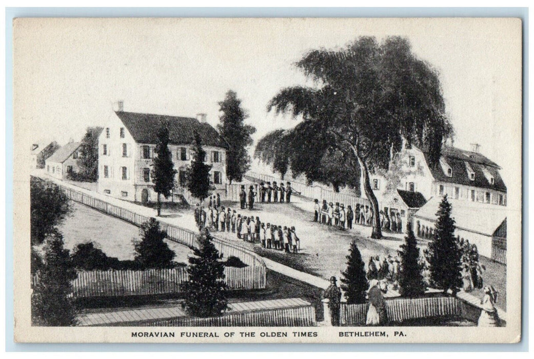 1940 Aerial View Moravian Funeral Olden Times Bethlehem Pennsylvania PA Postcard