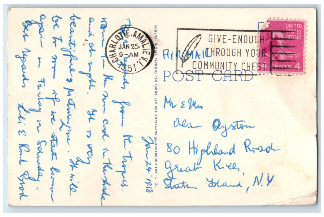 c1910 View of Trees Flowers in "Norwood" Bermuda Antique Unposted Postcard