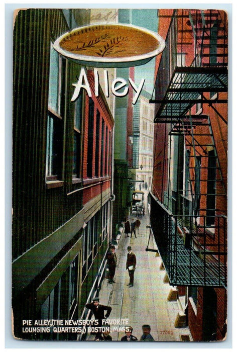 1910 Pie Alley Newsboys favorite Lounging Quarters Boston Massachusetts Postcard