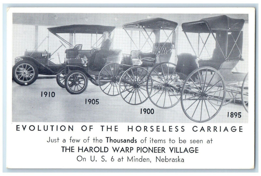 1910 Evolution Horseless Carriage Harold Warp Pioneer Village Minden NE Postcard