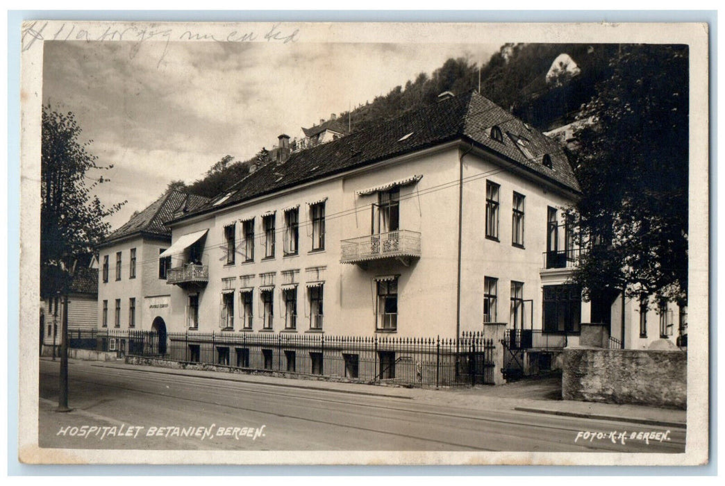 1933 Front View Hospitalet Betanien Bergen Norway RPPC Photo Posted Postcard