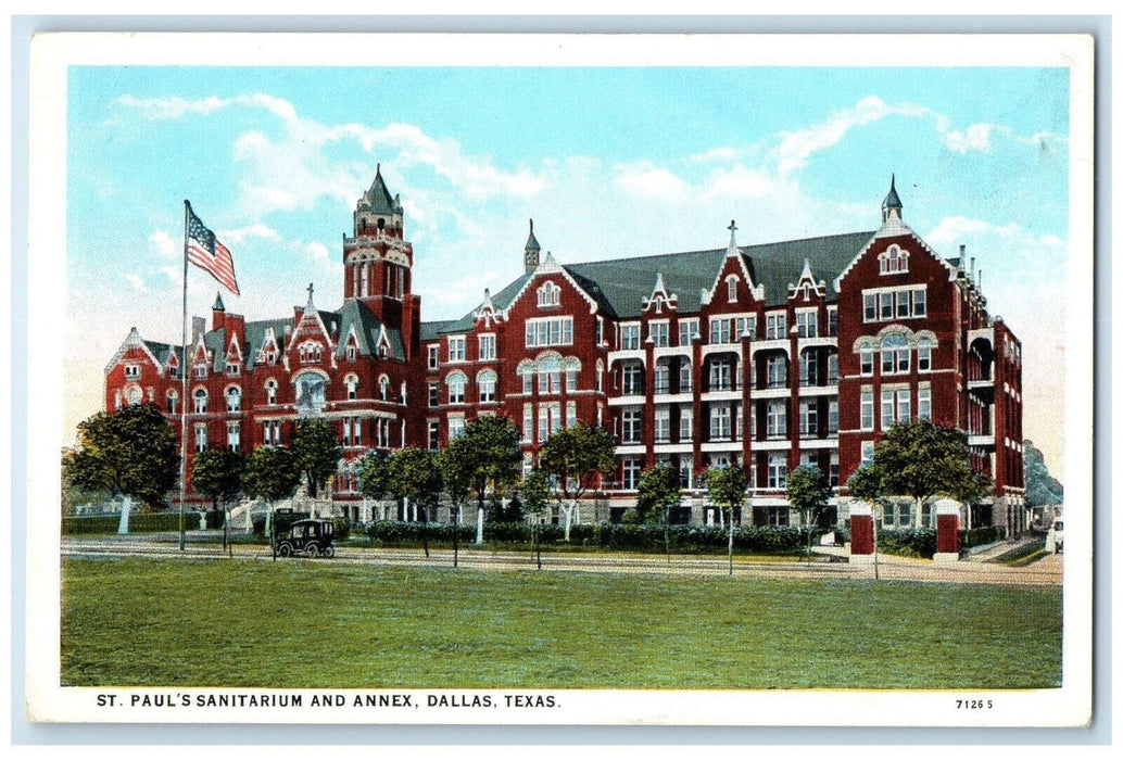 c1920 Exterior View St Paul Sanitarium Annex Building Dallas Texas TX Postcard
