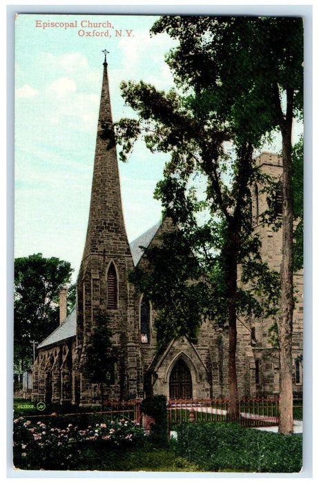 c1910 Exterior View Episcopal Church Building Oxford New York Souvenir Postcard