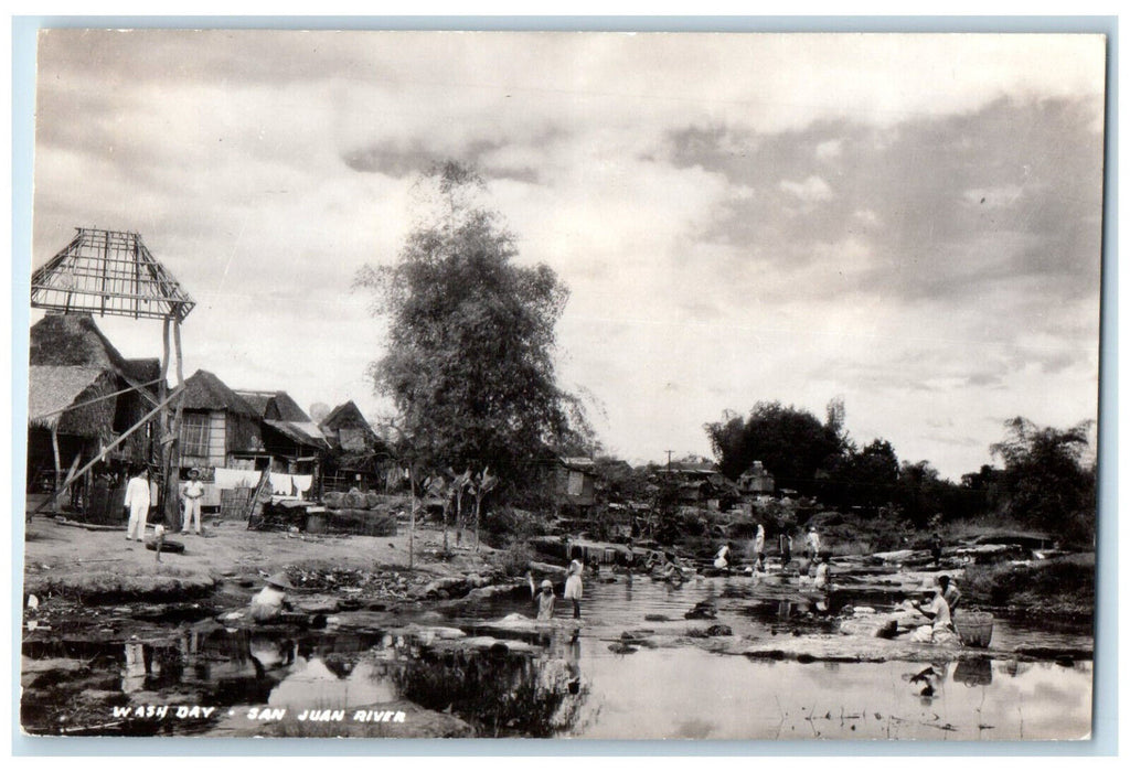 c1940's Wash Day San Juan River Nicaragua Unposted RPPC Photo Postcard