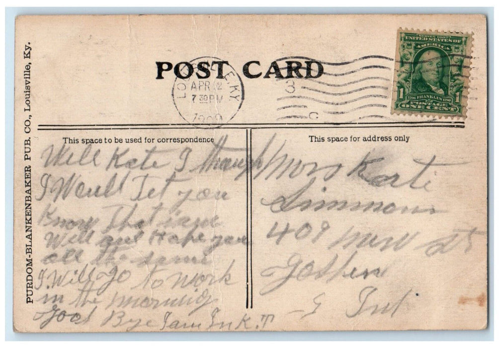 1909 Todd Lincoln Bank Buildings Louisville Kentucky KY Vintage Antique Postcard