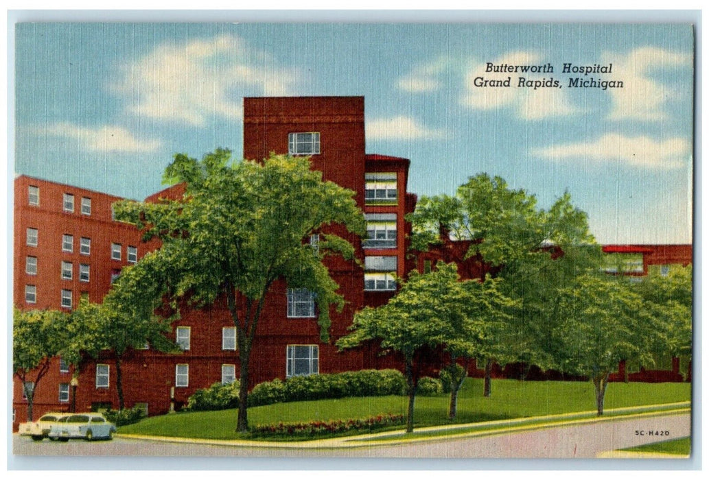 c1940 Exterior Butterworth Hospital Building Grand Rapids Michigan MI Postcard