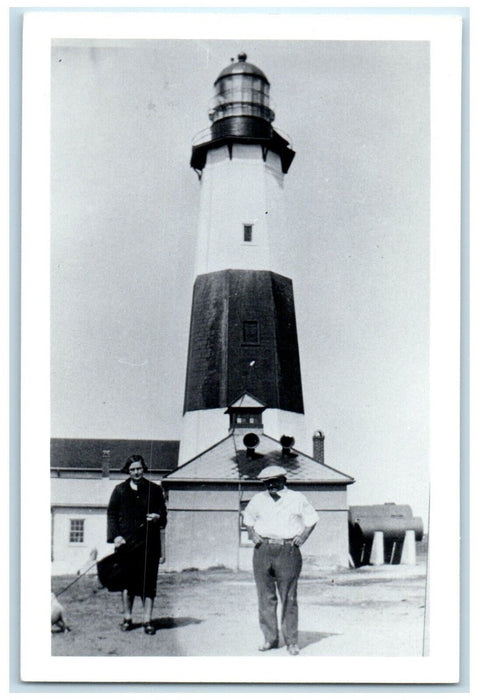 c1940 Lighthouse Exterior Building Montauk New York NY Vintage Antique Postcard