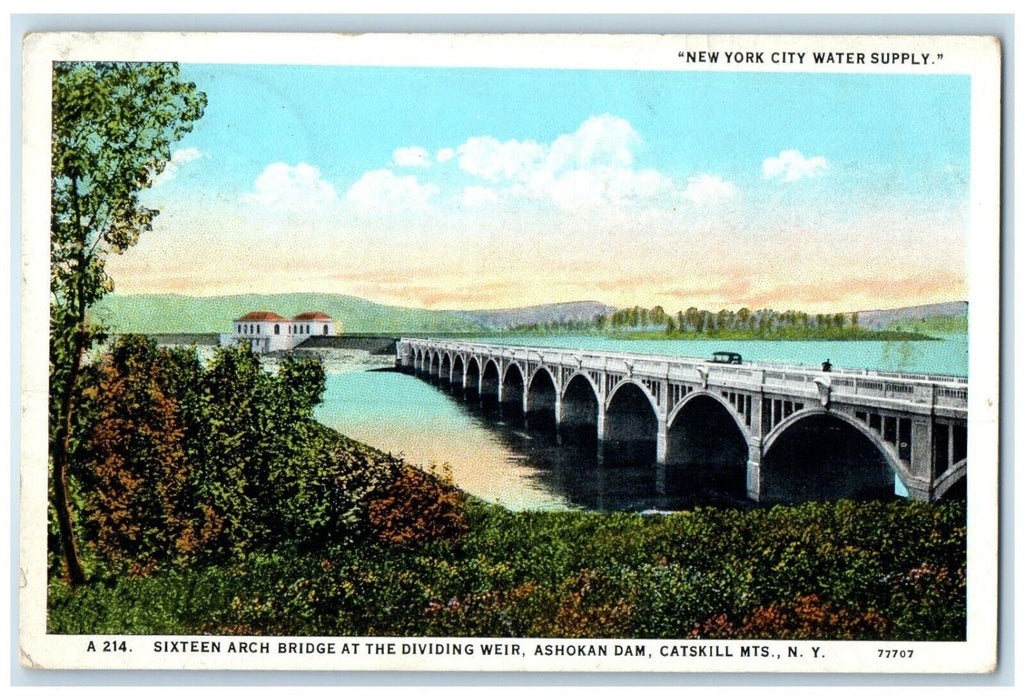 c1920 Sixteen Arch Bridge Dividing Weir Ashokan Dam Catskill Mts NY Postcard