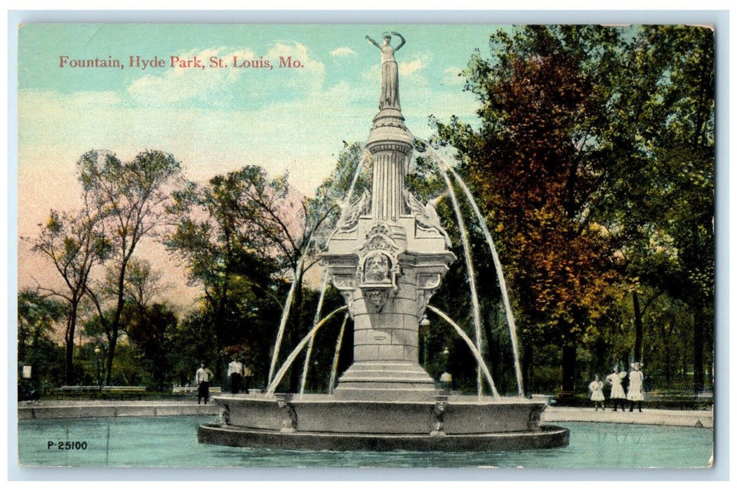 c1910 Fountain Hyde Park Exterior St. Louis Missouri MO Vintage Antique Postcard