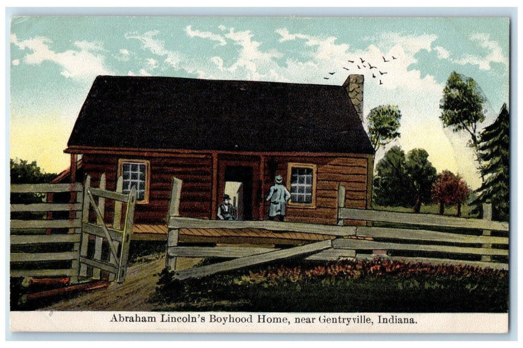 c1910 Exterior View Abraham Lincoln Boyhood Home Gentryville Indiana IN Postcard