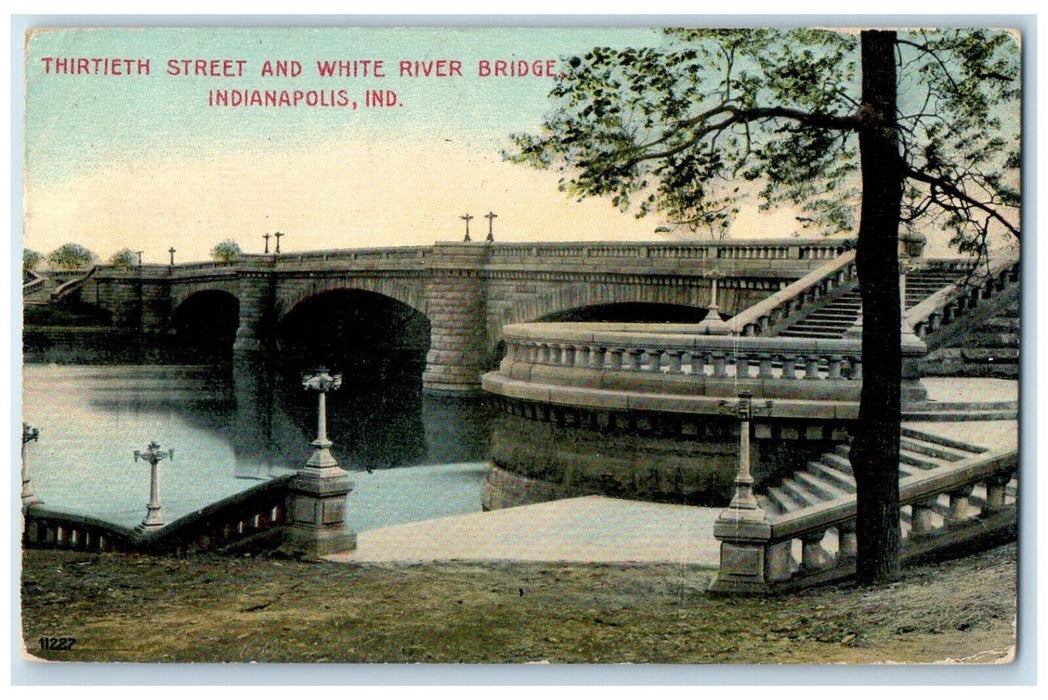 1910 Thirtieth Street White River Bridge Indianapolis Indiana IN Posted Postcard