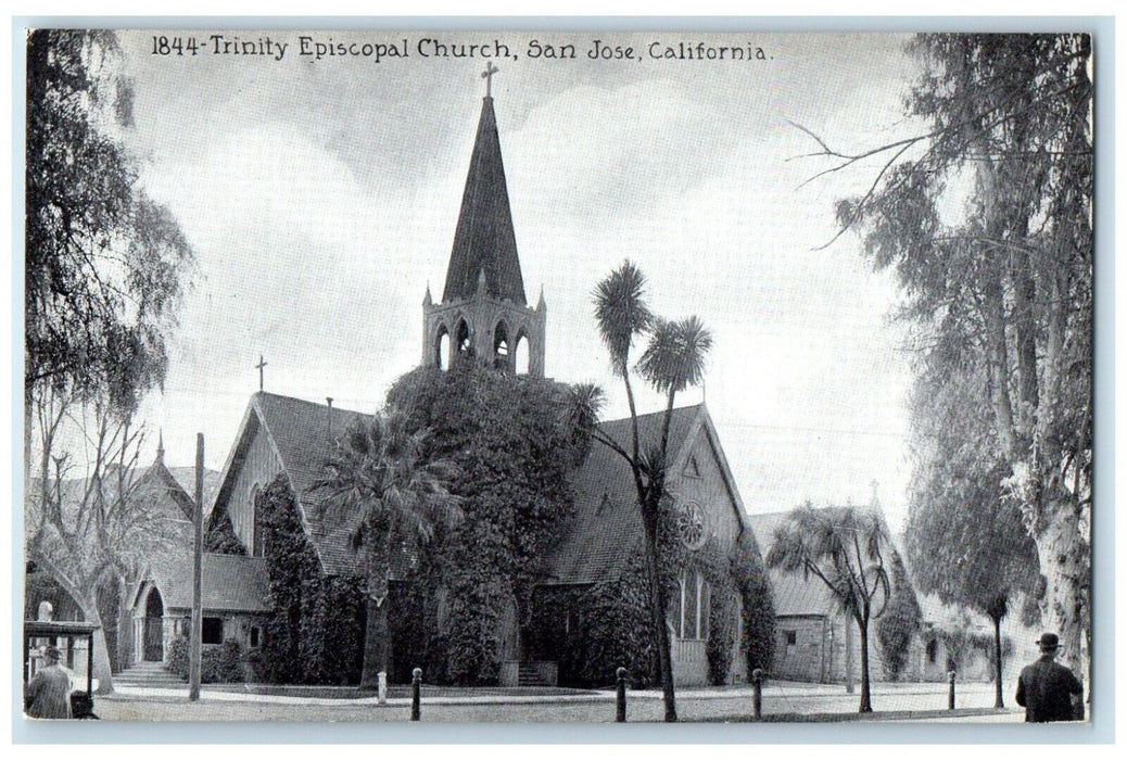 c1940 Exterior View Trinity Episcopal Church San Jose California Linen Postcard
