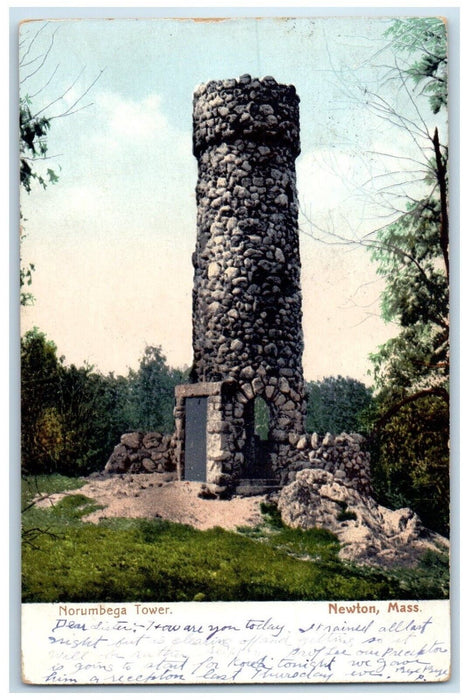 1910 Norumbega Tower Exterior Newton Massachusetts MA Vintage Antique Postcard