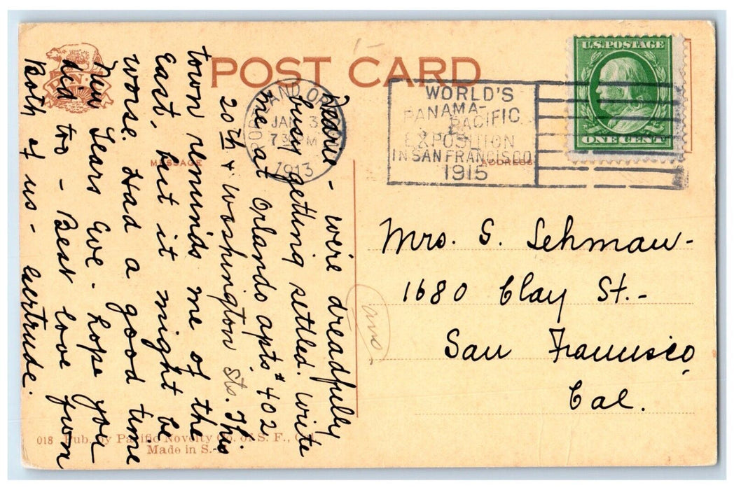 1913 Exterior view Worcester Building 3rd Oak Street Portland Oregon OR Postcard