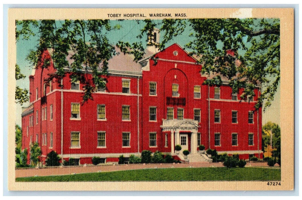 c1940 Tobey Hospital Exterior Building Wareham Massachusetts MA Vintage Postcard