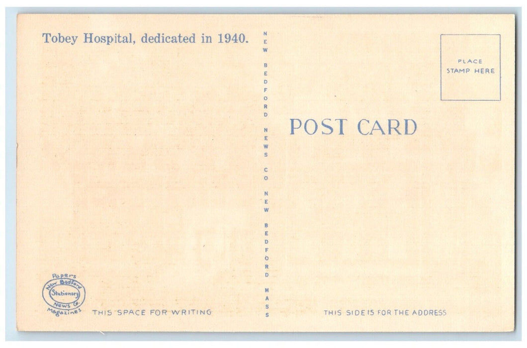 c1940 Tobey Hospital Exterior Building Wareham Massachusetts MA Vintage Postcard