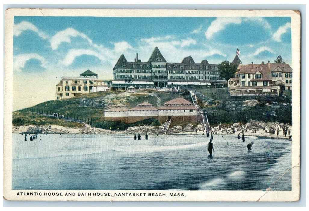 c1920 Atlantic House Bath House Exterior Nantasket Beach Massachusetts Postcard