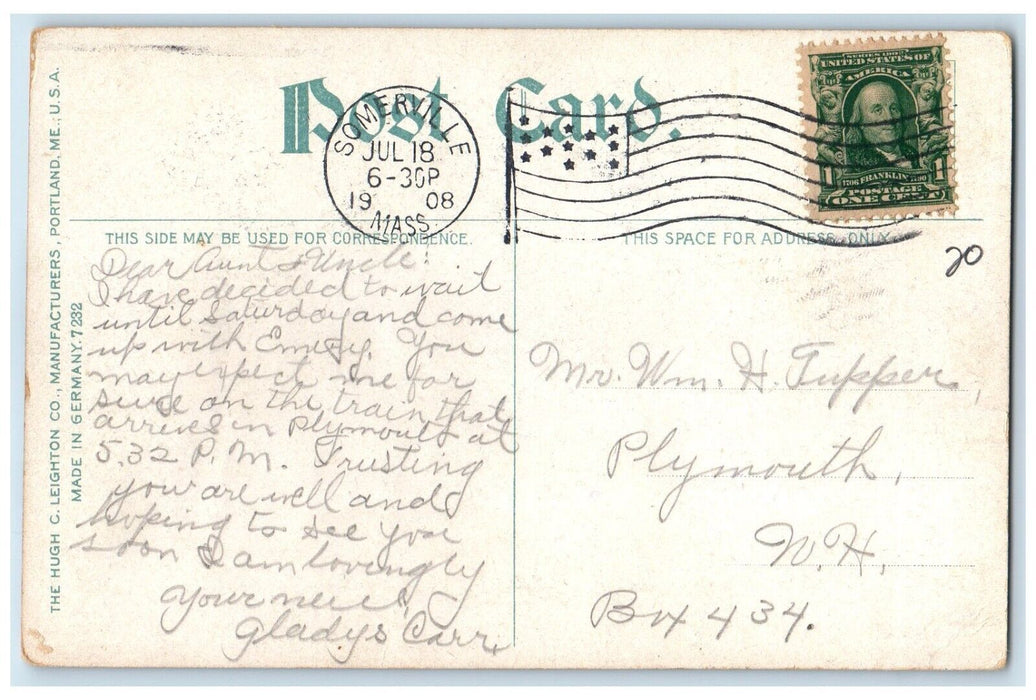 1908 Wilson Memorial Fountain Central Hill Somerville Massachusetts MA Postcard