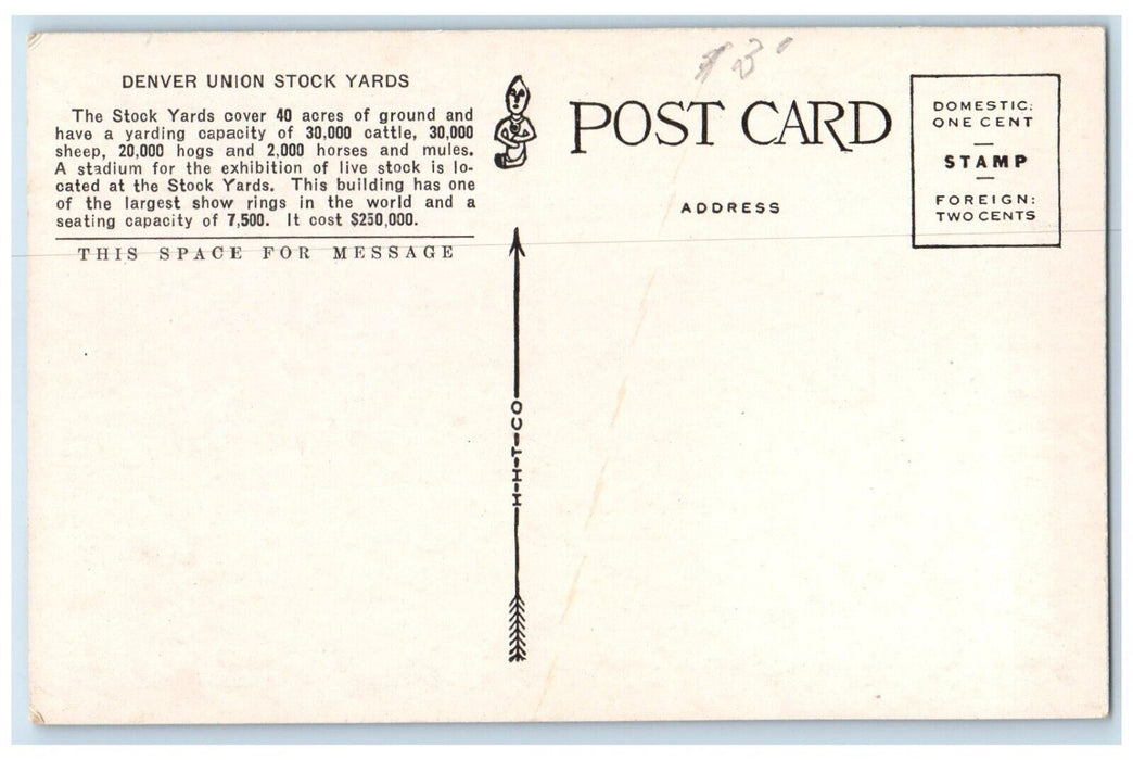c1920's Denver Union Stock Yards Amphitheater Building Colorado CO Postcard