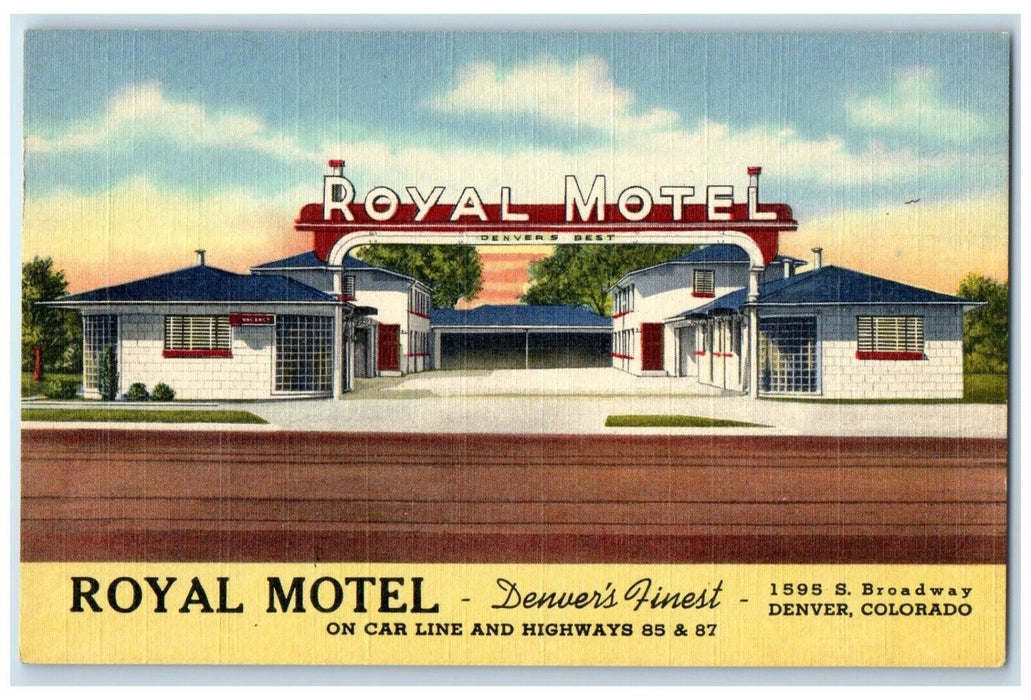 c1940's Royal Motel Roadside Denver Colorado CO Unposted Vintage Postcard